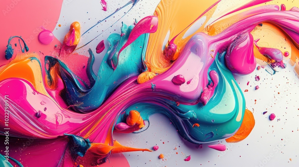 Poster colorful fluid design with a vibrant and abstract 3d aesthetic