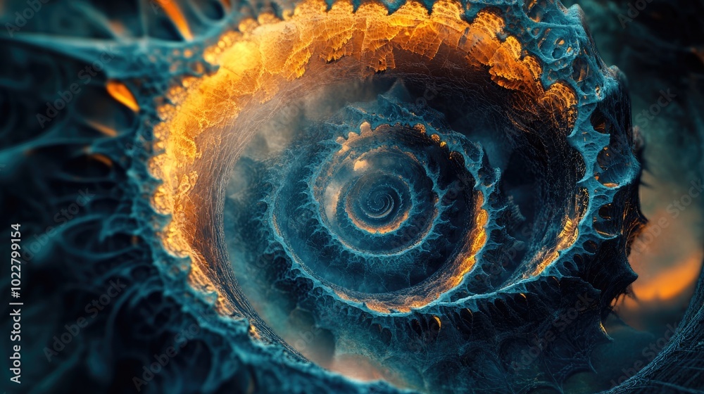 Poster abstract fractal fantasy design in a 3d illustration style