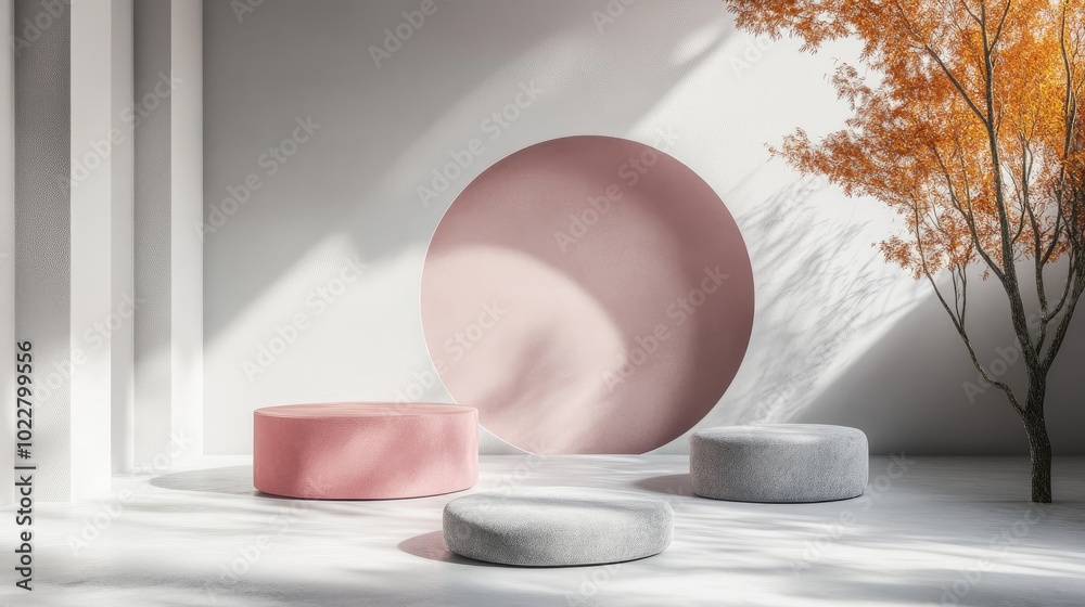 Aufkleber Abstract background featuring a geometric podium for product display 3D rendering