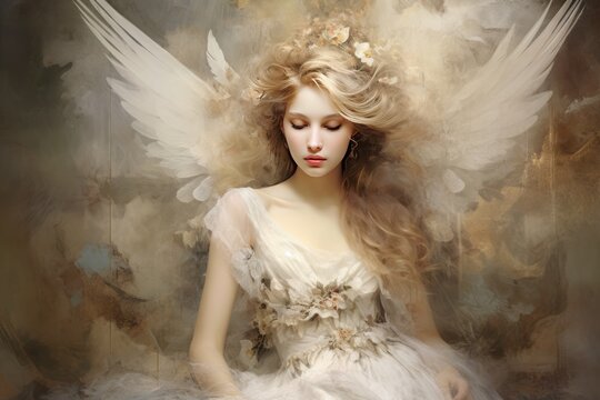 Angel's Grace: The Beauty of a Winged Maiden, genrative ai
