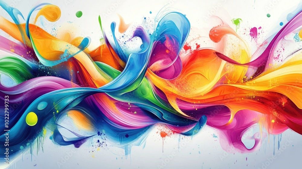 Poster abstract mural wall painting featuring vibrant color splashes ideal for street art backgrounds in a 
