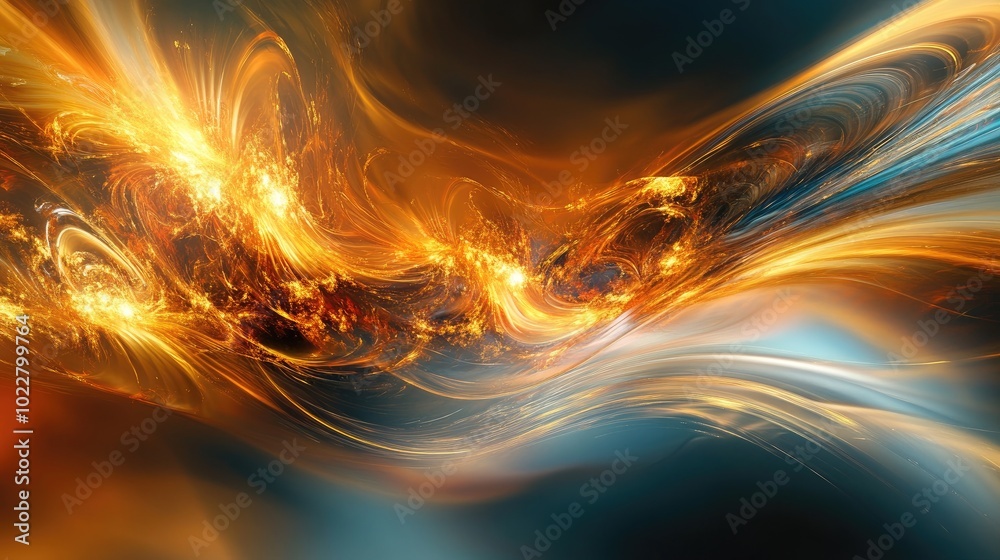 Poster bright golden wave painting with a blurred background abstract artistic design featuring decorative 