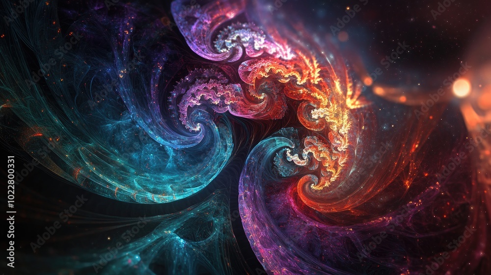 Poster abstract digital fractal with a fantastical design