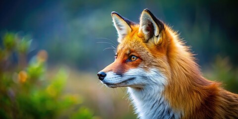 Fototapeta premium Stunning Side View of a Fox with Vibrant Fur in a Natural Habitat Capturing Its Wild Essence