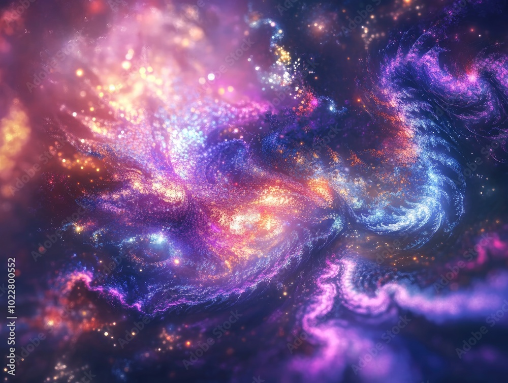 Poster Abstract fractal background illustrations featuring a textured chaos of ornamental flares light and cosmic elements evoking a sense of magic and luminosity
