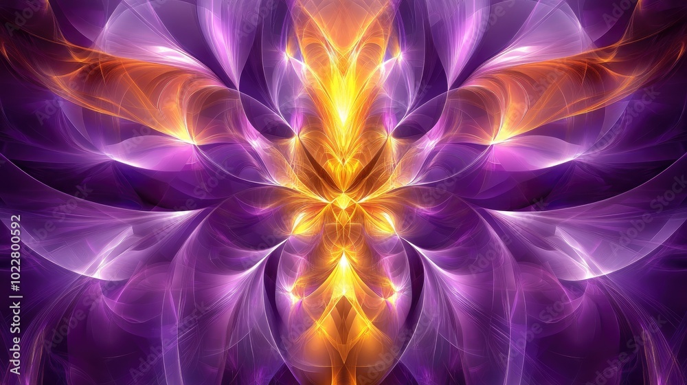 Aufkleber abstract purple geometric background with a shiny finish featuring a golden fantasy flame ideal for 