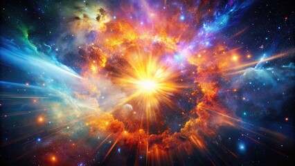 Fototapeta premium Stunning Space Explosion Captured in Vivid Colors, Showcasing Cosmic Power and Celestial Beauty