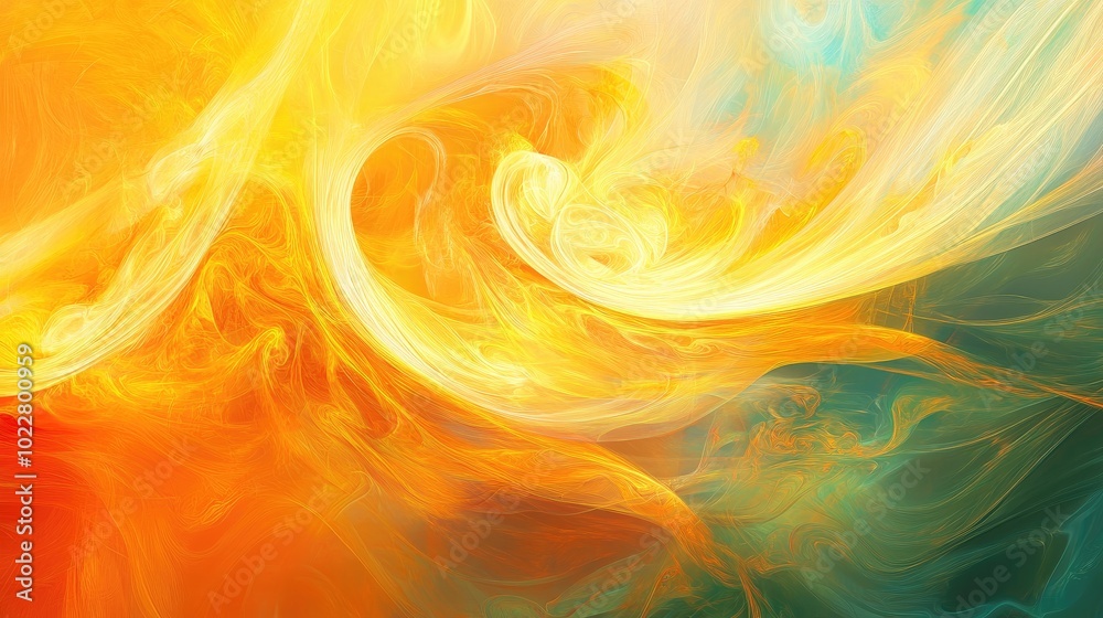 Poster bright golden wave painting with a blurred background abstract artistic design featuring decorative 
