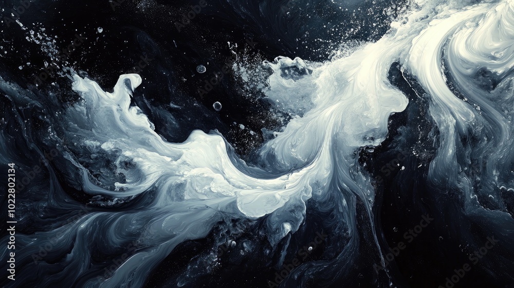 Poster artistic depiction of white elements set against a dark backdrop