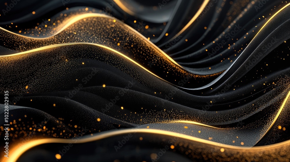 Poster Abstract design featuring a flowing golden wave pattern