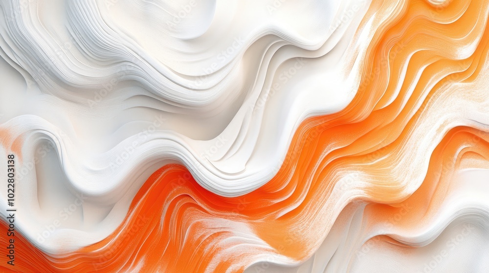 Poster abstract design featuring white and orange wave patterns