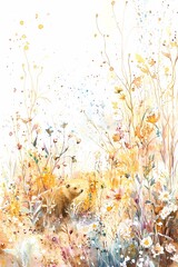 Watercolor of a Serene Riverbank Scene