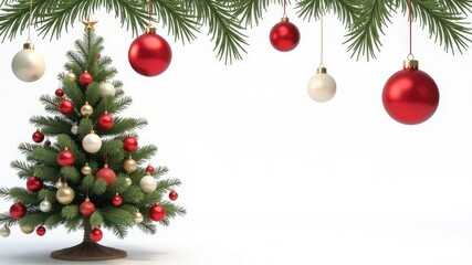 christmas tree decorations balls isolated on white background