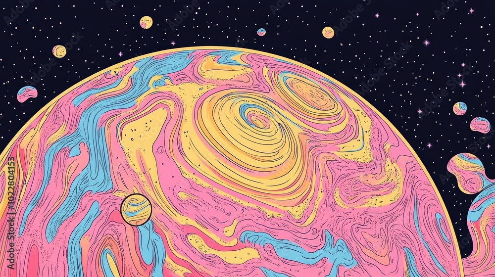 Poster Abstract Macro Photo of Soap Bubbles Against a Dark Background Resembling a Planet