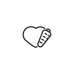 Love carrots icon. Heart carrot symbol. Healthy food love. Heart with a carrot icon. Simple line art carrot.