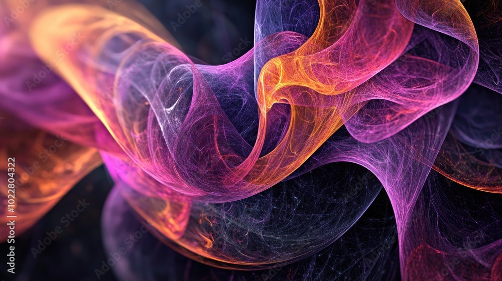 Aufkleber Abstract forms on a dark backdrop Surreal fractal pattern
