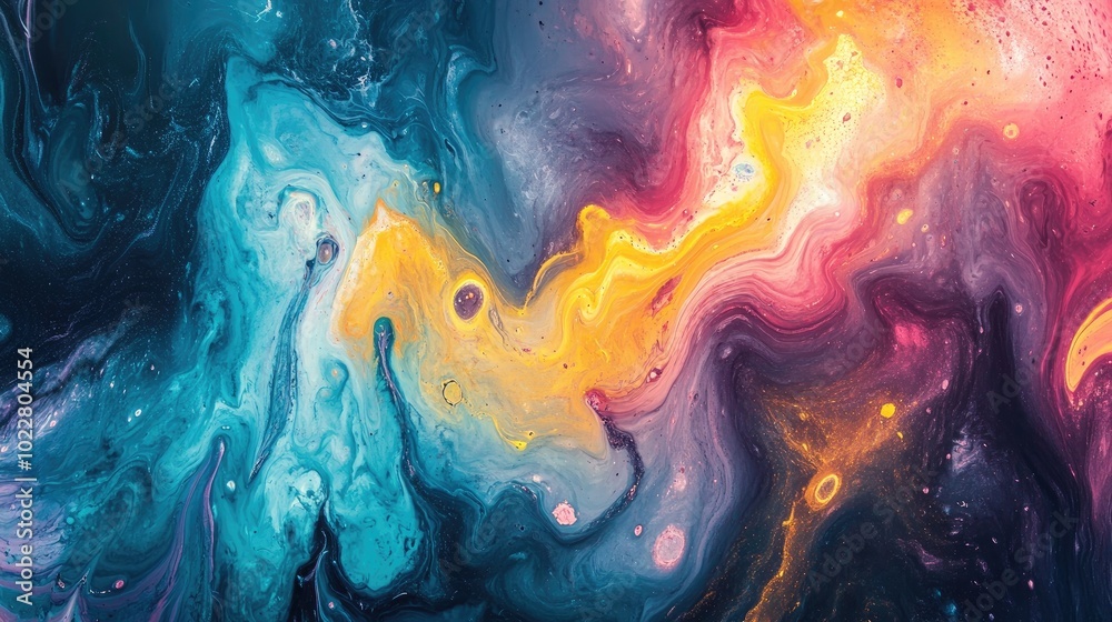 Poster abstract painting featuring an original design with a mix of vibrant colors textured composition cre
