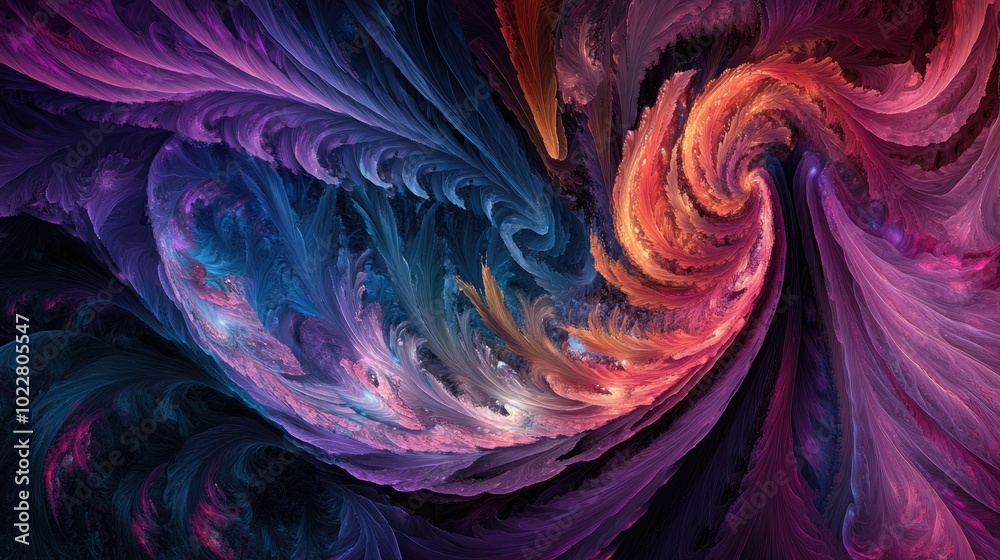 Poster abstract digital fractal featuring a decorative fantasy design template