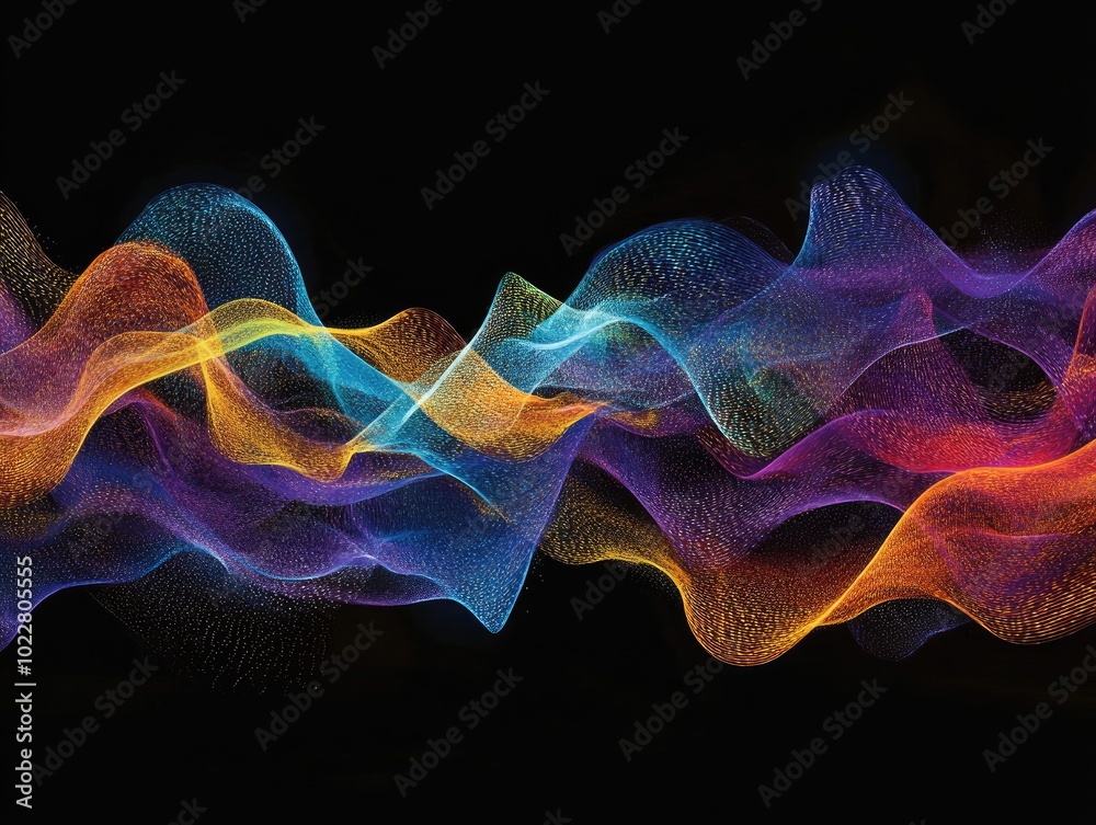 Poster Abstract design featuring vibrant colorful light flames in a wave pattern