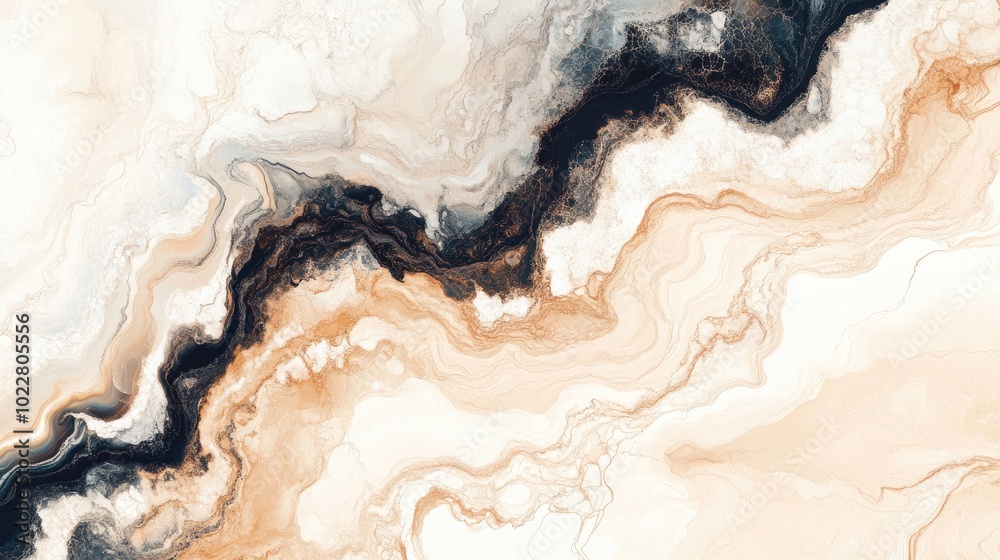 Poster Abstract Light And Dark Marble Texture White And Beige Marble Background Modern Digital Marbling Pattern Unique Texture Of Marble And Paint Formed By The Flow Of Various Liquids