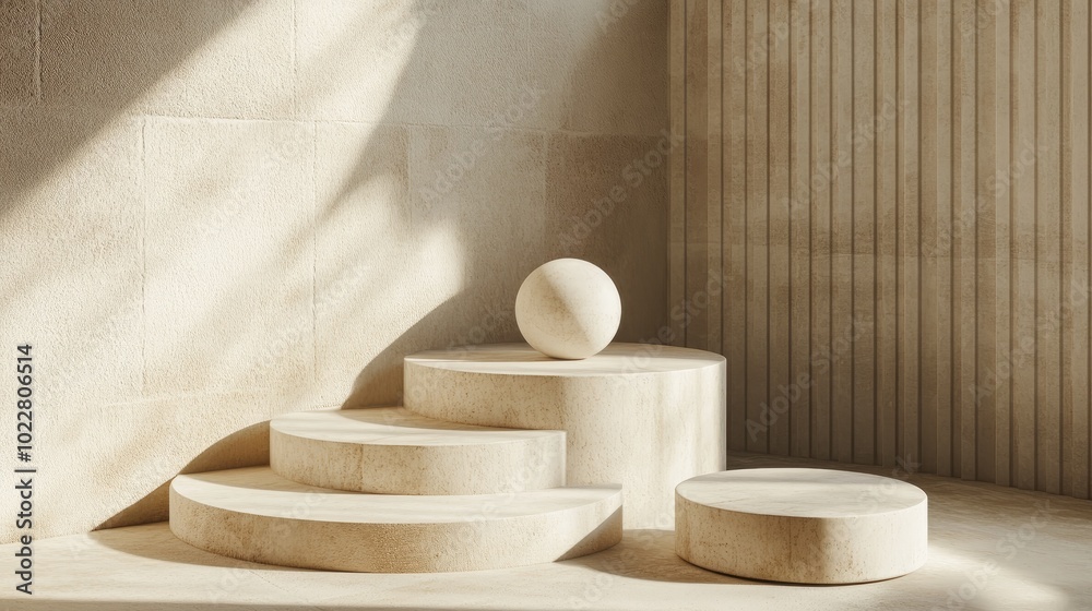 Aufkleber Abstract mockup scene featuring geometric podiums for product display presentation and advertising 3D rendering