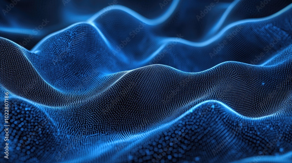 Poster Abstract Technology Background Wallpaper In Blue Artificial Intelligence Neural Network Macro View Deep Learning Digital Glowy Lace Texture