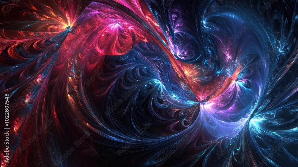 Poster abstract fractal fantasy design in a 3d illustration style
