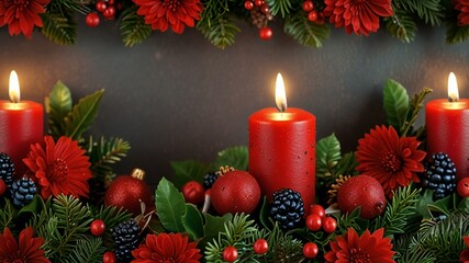 christmas decoration with candles and christmas tree