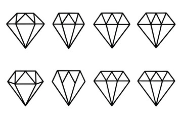 Set of diamond line art illustration