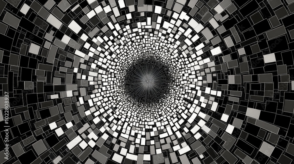 Aufkleber Abstract geometric element with concentric radial design radiating in an intricate pattern