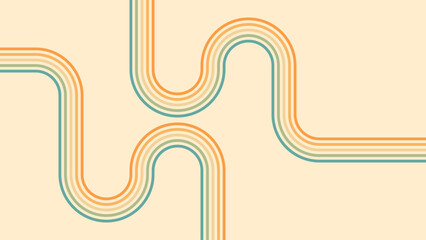 Abstract background of rainbow groovy Wavy Line design in 1970s Hippie Retro style. Vector pattern ready to use for cloth, textile, wrap and other.