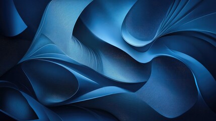 Abstract blue backdrop featuring intricate geometric and curved shapes in a surrealist art style