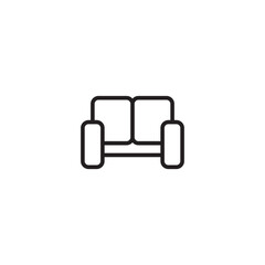 Sofa icon. Couch symbol. Furniture graphic. Loveseat symbol. Minimalist couch icon.
