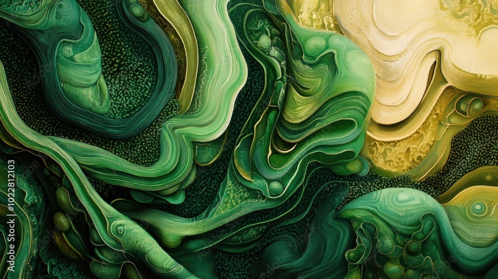 Aufkleber Abstract artwork featuring a flowing green granular texture with curved patterns