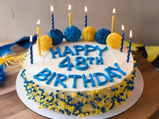 Colorful 48th Birthday Cake with Stars