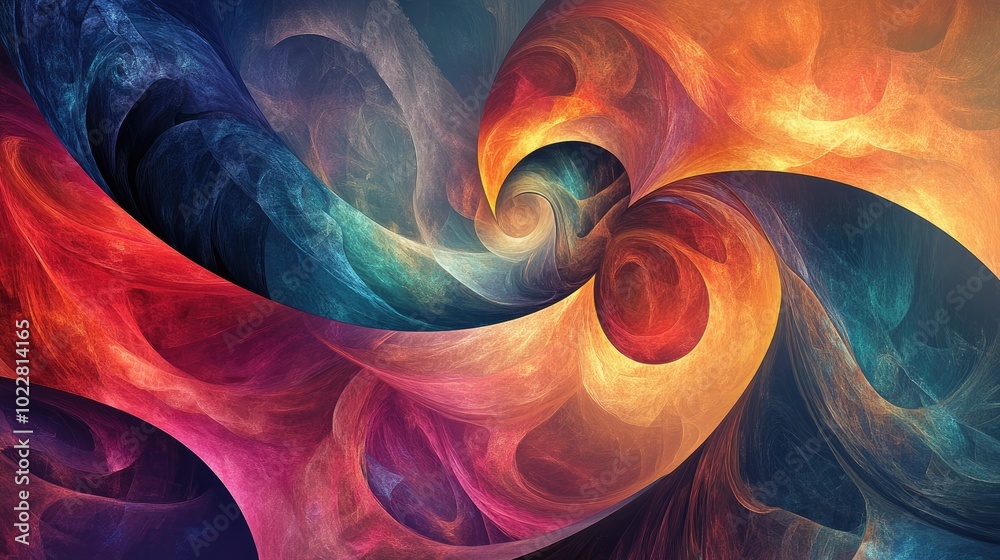 Poster abstract digital fractal design featuring a curving fantasy background