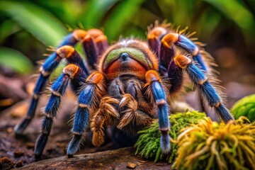 Tarantula in Natural Habitat Feeding on Prey Captured in Stunning Close-Up Detail and Clarity