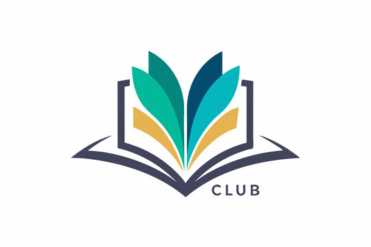 Minimalist book club logo design with abstract elements for branding