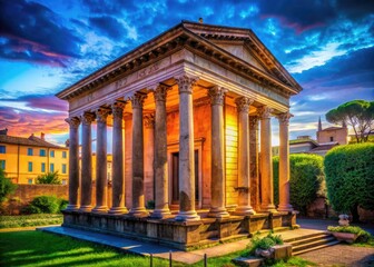 Obraz premium Temple of Fortuna Virilis in Rome, Italy - Ancient Roman Architecture and Historical Landmark