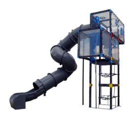 Innovative children\'s sports slide designed for recreational fun, featuring transparent elements for an exciting experience