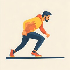Obraz premium Energetic Athlete Ready to Sprint From Starting Line in Flat style