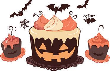 Halloween-Themed Cake Illustration