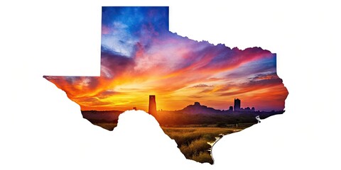 Texas State Outline Silhouette Against a White Background for Graphic Design and Educational Use