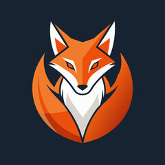 A fox minimalist logo on a white background 