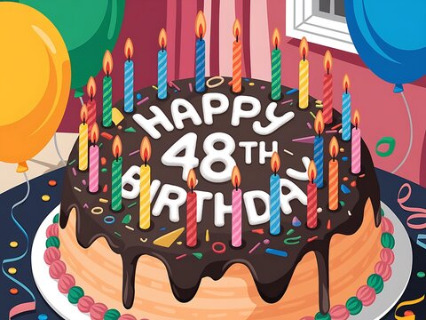Vibrant 48th Birthday Cake