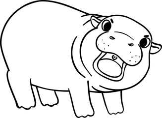Baby Grumpy Pygmy bouncy hippo doodle outline coloring image