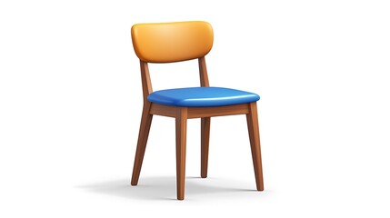Fototapeta premium Modern Blue and Orange Chair on White Background 3D Render