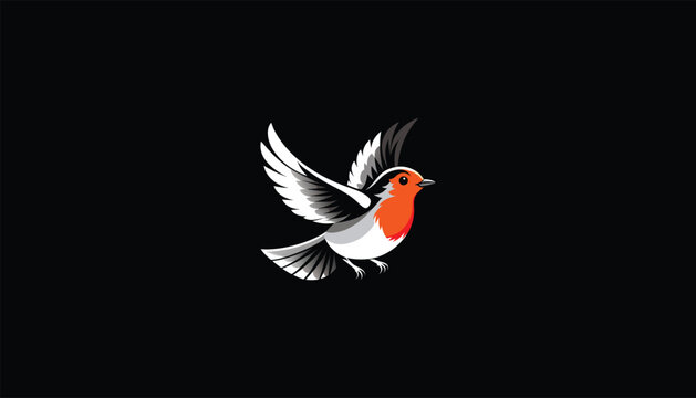 flying robin bird with orange breast clip art preview