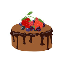 Birthday Cakes isolated on white. Vector for postcards and stickers flat illustration for celebration ,birthday party.