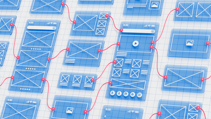 UX UI flowchart connection node graphic designer creative planning application process development...